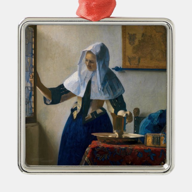 Ornement Carré Argenté Johannes Vermeer - Femme avec un lanceur d'eau (Devant)