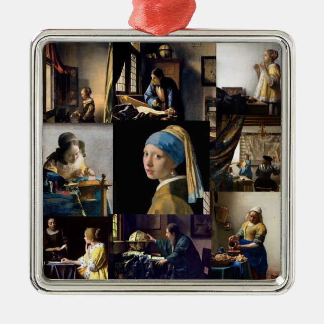 Ornement Carré Argenté Johannes Vermeer - Patchwork de chefs-d'oeuvre (Devant)