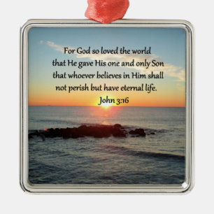 ORNEMENT CARRÉ ARGENTÉ JOHN 3:16 BRISER JOHN