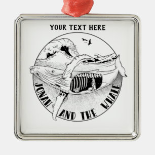 Ornement Carré Argenté Jonah et la baleine