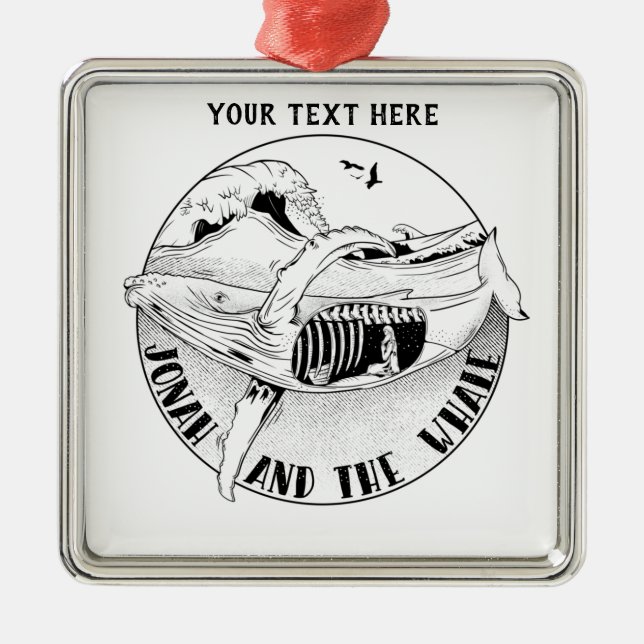 Ornement Carré Argenté Jonah et la baleine (Devant)