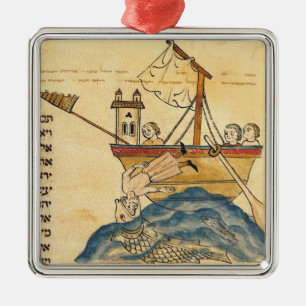 Ornement Carré Argenté Jonas mangé par la baleine