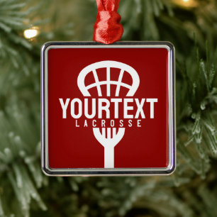 Ornement Carré Argenté Joueur de crosse TEXTE PERSONNALISÉ Team Mesh Spor