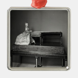Ornement Carré Argenté Joueur de dulcimer