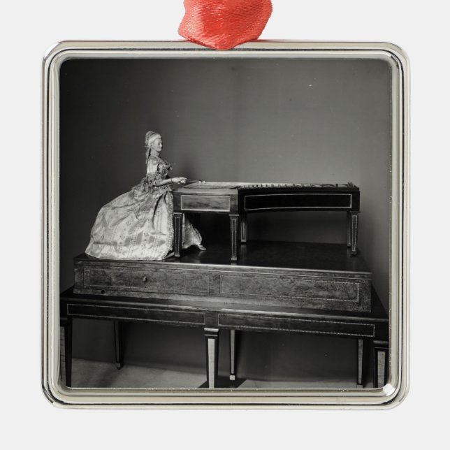 Ornement Carré Argenté Joueur de dulcimer (Devant)