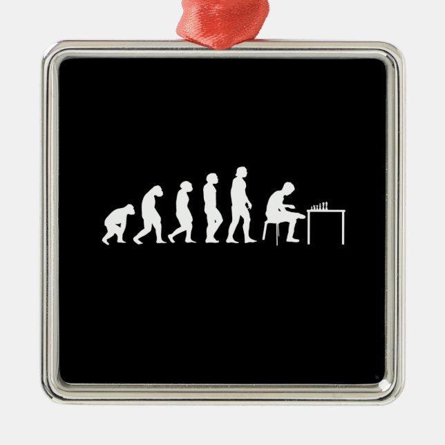 Ornement Carré Argenté Joueur d'échecs (Devant)