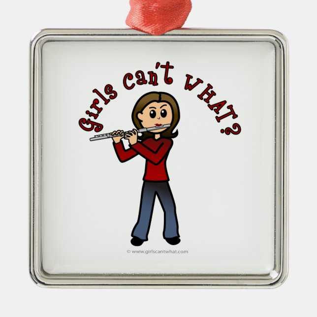 Ornement Carré Argenté Joueuse de flûte légère (Devant)