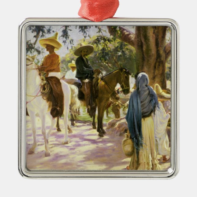 Ornement Carré Argenté Jour du marché chez San Gabriel, Mexique (Devant)