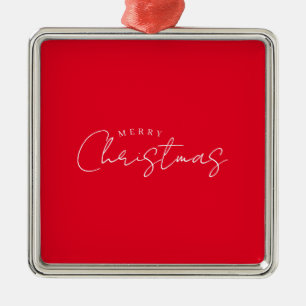 Ornement Carré Argenté Joyeuse nouvelle année Joyeux Noël Période des fêt