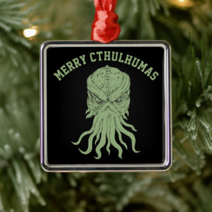 Ornement Carré Argenté Joyeux Cthulhumas Lovecraft Cthulhu