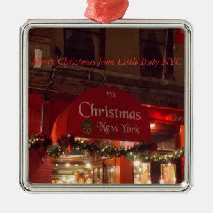 Ornement Carré Argenté Joyeux Noël de peu d'ornement de l'Italie NYC 1