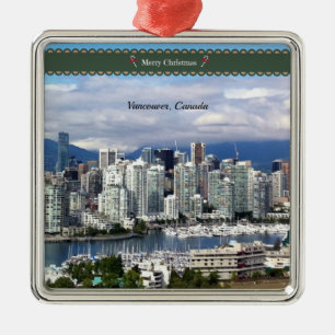 Ornement Carré Argenté Joyeux Noël de Vancouver