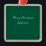 Ornement Carré Argenté Joyeux Noël vert plaine solo arrière - plan vacanc<br><div class="desc">Conception</div>