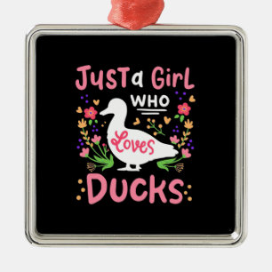 Ornement Carré Argenté Juste une fille qui aime les canards