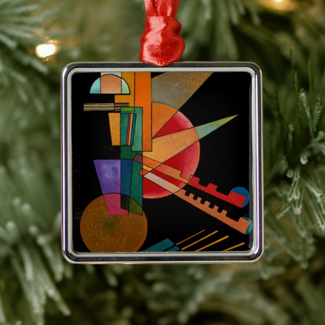 Ornement Carré Argenté Kandinsky - Interprétation Abstraite (Arbre)