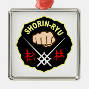 ORNEMENT CARRÉ ARGENTÉ KANJI DE SYMBOLE DE CORRECTION DE KARATÉ DE SHORI