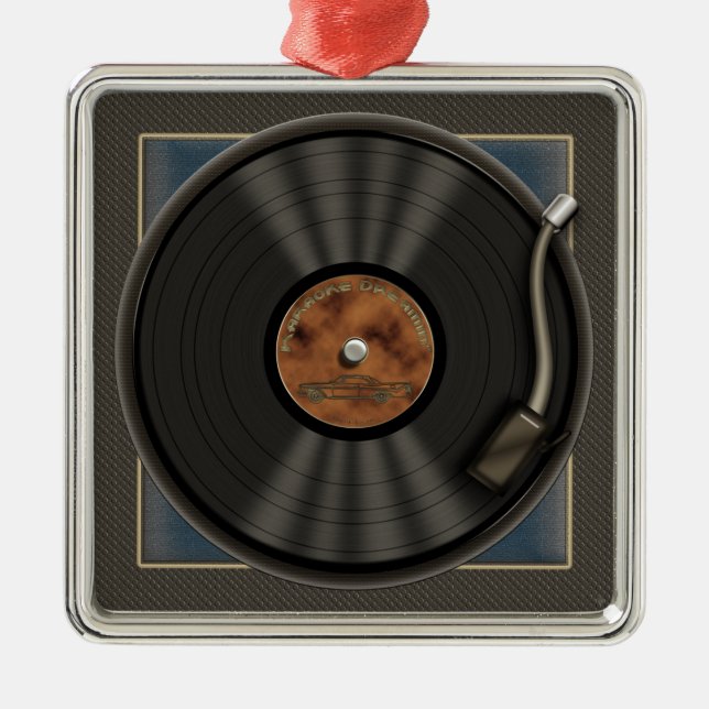 Ornement Carré Argenté Karaoke rêvant l'ornement de disque vinyle de LP (Devant)
