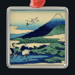 Ornement Carré Argenté Katsushika Hokusai - Umegawa dans la province de S<br><div class="desc">Umegawa dans la province de Sagami,  l'une des trente six vues du Mont Fuji - Katsushika Hokusai,  1830</div>