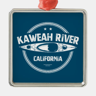 Ornement Carré Argenté Kaweah River Californie Kayak