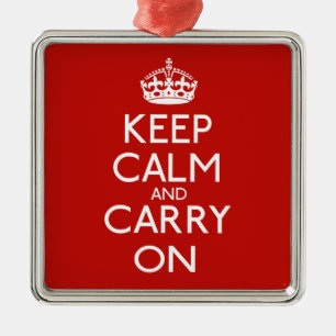 Ornement Carré Argenté Keep Calm and Carry