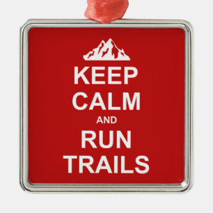 Ornement Carré Argenté Keep Calm And Run Trails Ultra Running