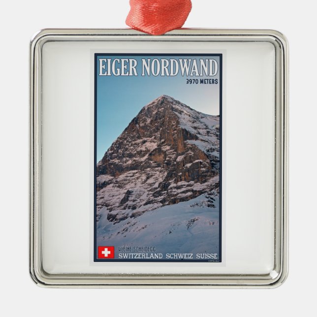 Ornement Carré Argenté Kleine Scheidegg - le mur du nord de l'Eiger (Devant)