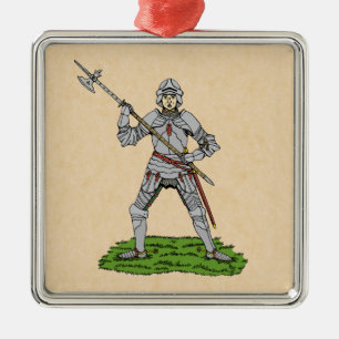 Ornement Carré Argenté Knight anglais du XVe siècle