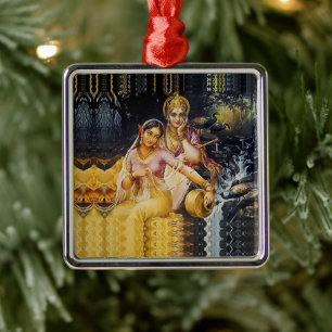 Ornement Carré Argenté KRISHNA - divinité hindoue -