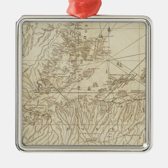 Ornement Carré Argenté La baie du Honduras (Devant)