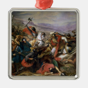 Ornement Carré Argenté La bataille de Poitiers, gagnée par Charles Martel