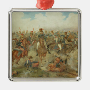 Ornement Carré Argenté La bataille de waterloo, le 18 juin 1815 (la