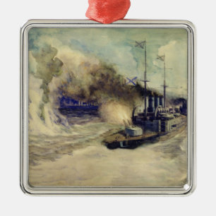Ornement Carré Argenté La bataille entre la flotte de la Mer Noire et