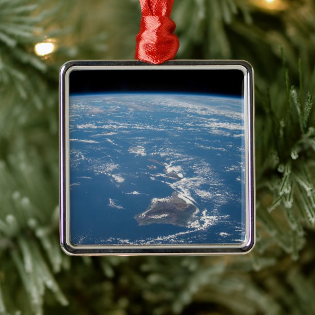 Ornement Carré Argenté La chaîne de l'île d'Hawaï (Arbre)