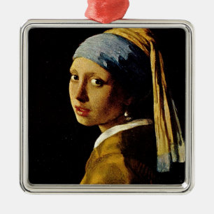 Ornement Carré Argenté La fille avec un Turban / la fille avec l'oreille