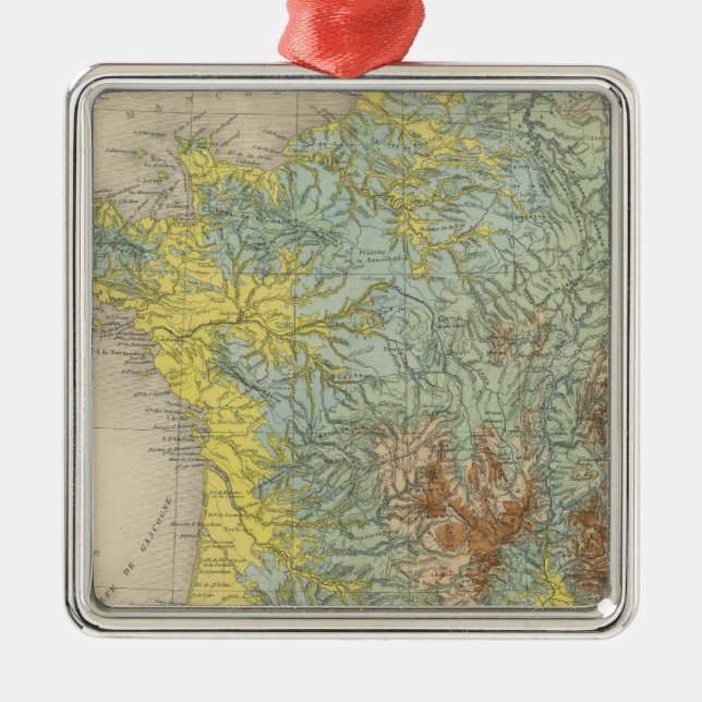 Ornement Carré Argenté La France hypsométrique (Devant)