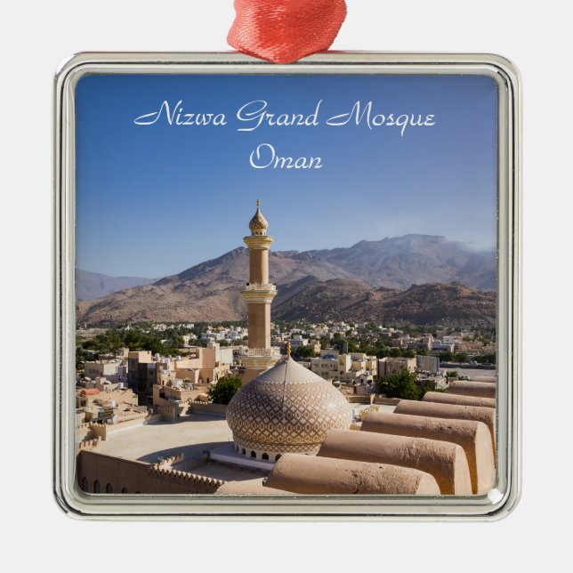 Ornement Carré Argenté La Grande mosquée et le minaret de Nizwa - Oman (Devant)