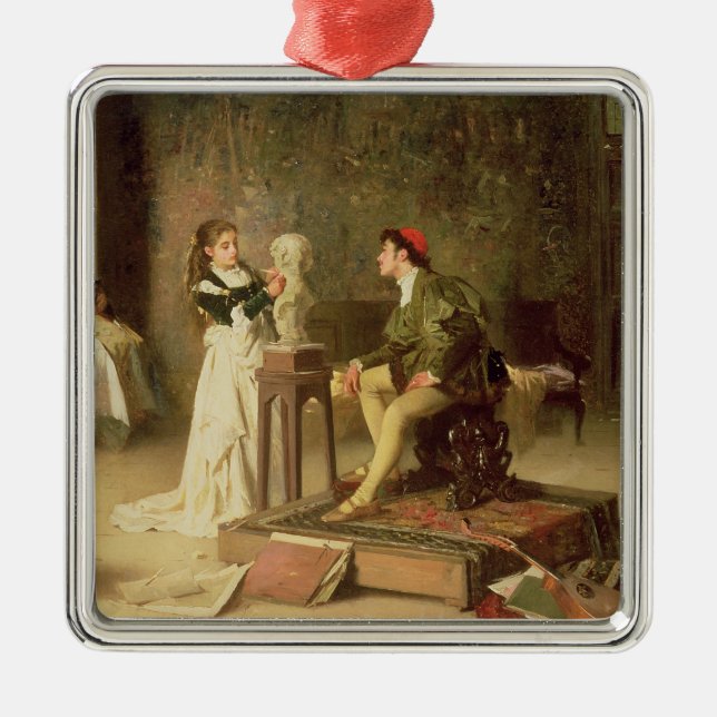 Ornement Carré Argenté La jeune sculpteuse (huile sur la toile) (Devant)