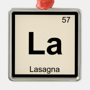 Ornement Carré Argenté La - Lasagna Pasta Chimie Symbole de table périodi