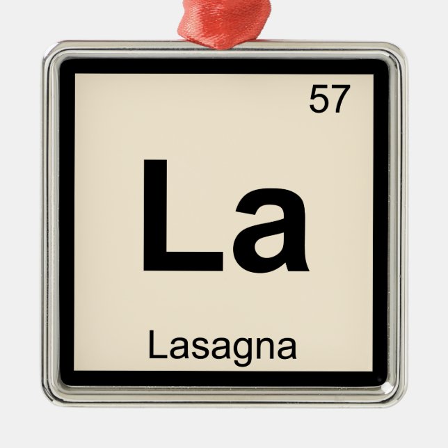 Ornement Carré Argenté La - Lasagna Pasta Chimie Symbole de table périodi (Devant)