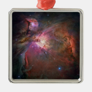 Ornement Carré Argenté La nébuleuse d'Orion - Rose
