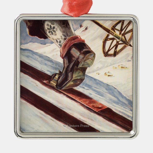 Ornement Carré Argenté La Norvège - la maison du ski (Devant)