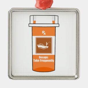 Ornement Carré Argenté La pêche est ma drogue