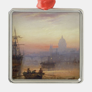 Ornement Carré Argenté La piscine de Londres au crépuscule, 1876