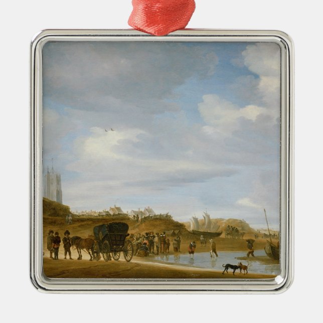 Ornement Carré Argenté La plage chez Egmond-an-Zee (Devant)