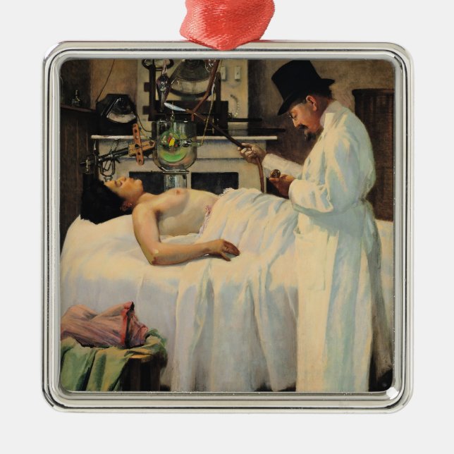 Ornement Carré Argenté La première tentative de traiter le Cancer avec (Devant)