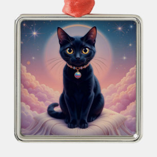 Ornement Carré Argenté La Reine du Paradis des Chats Noirs