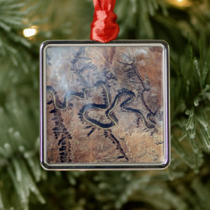 Ornement Carré Argenté La Rivière Verte Et Ses Canyons Tributaires Dans L