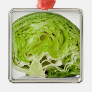 Ornement Carré Argenté La salade "Iceberg" fraîche a coupé dans la