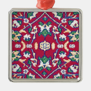 Ornement Carré Argenté La Turquie, turc, textile, tissu, rouge amorti de