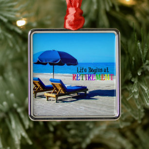 Ornement Carré Argenté La vie commence à la retraite